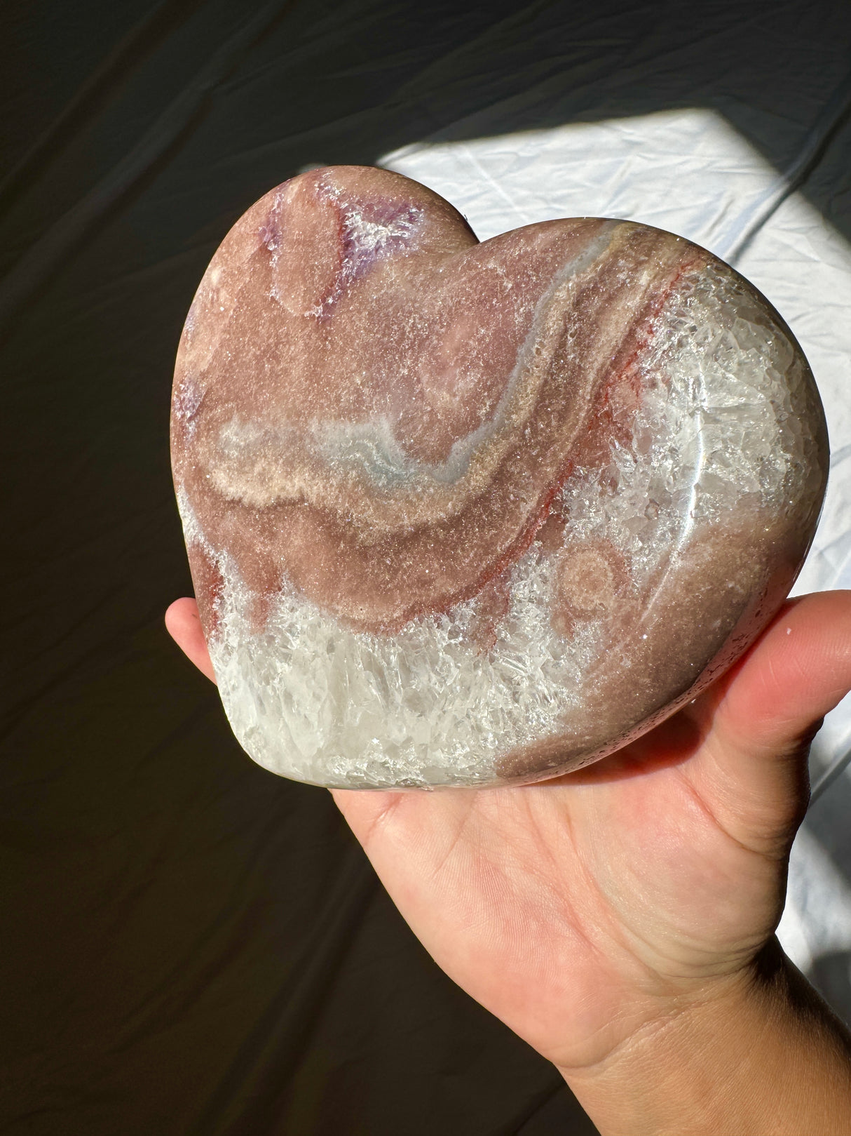 Pink Amethyst Heart on Rose Gold Stand