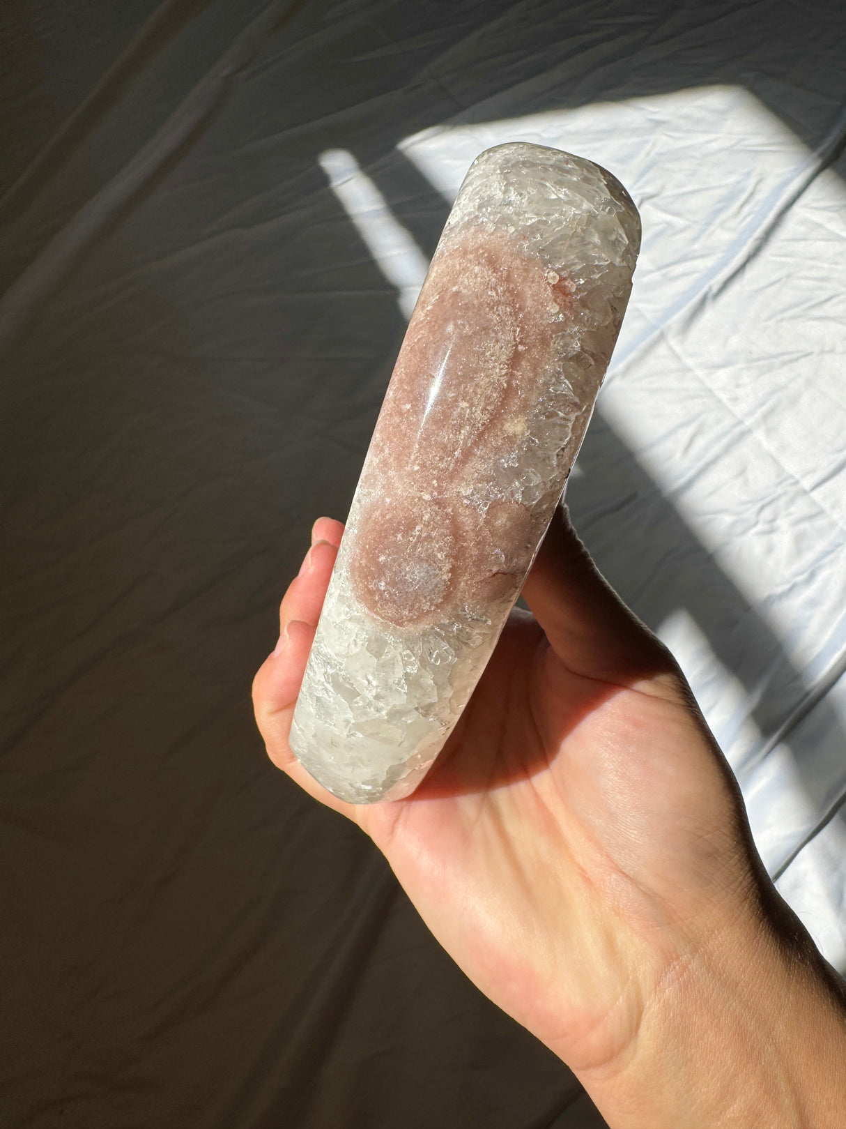 Pink Amethyst Heart on Rose Gold Stand