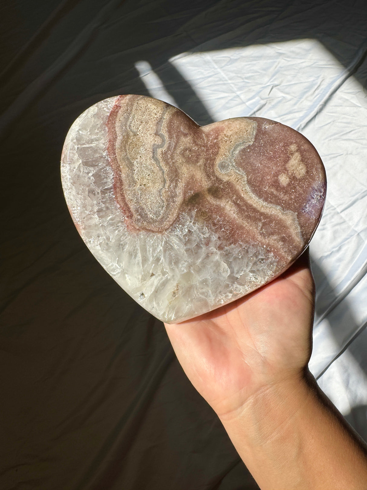 Pink Amethyst Heart on Rose Gold Stand