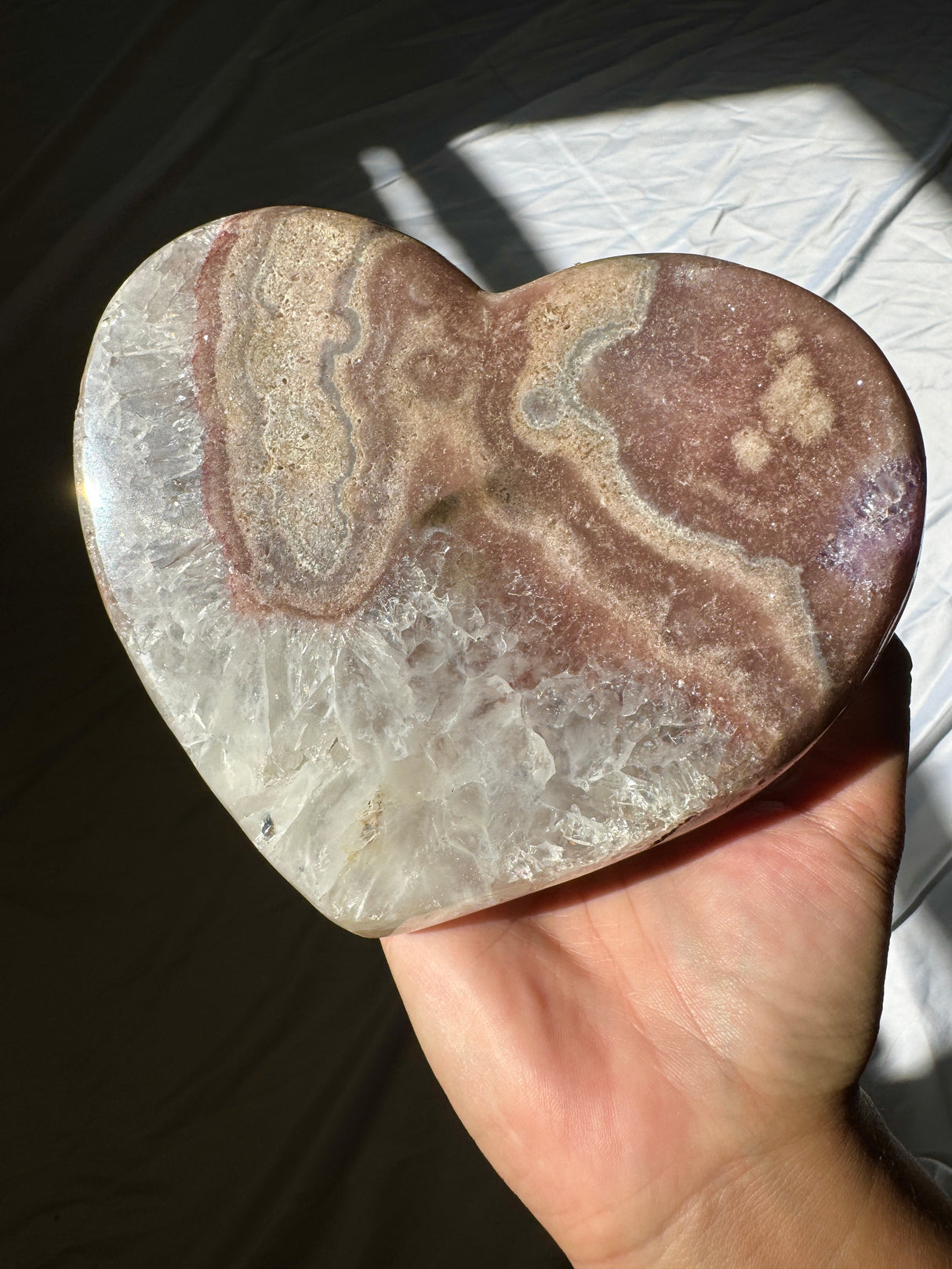Pink Amethyst Heart on Rose Gold Stand