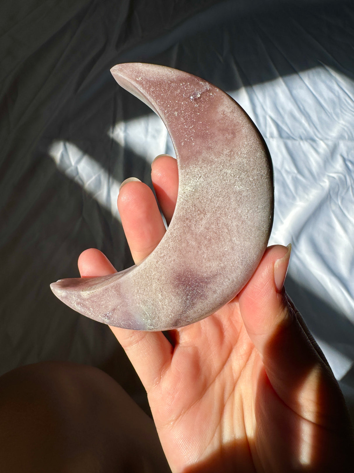 Pink Amethyst Moon Carving