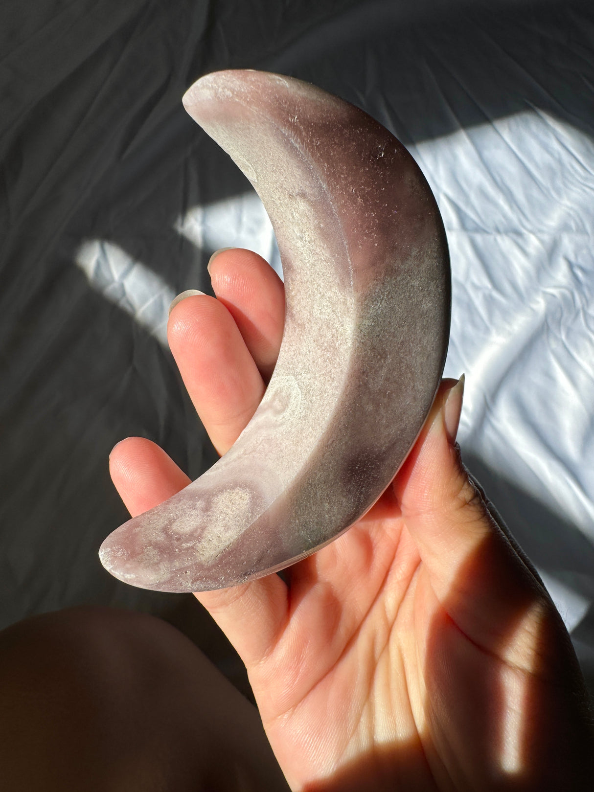 Pink Amethyst Moon Carving