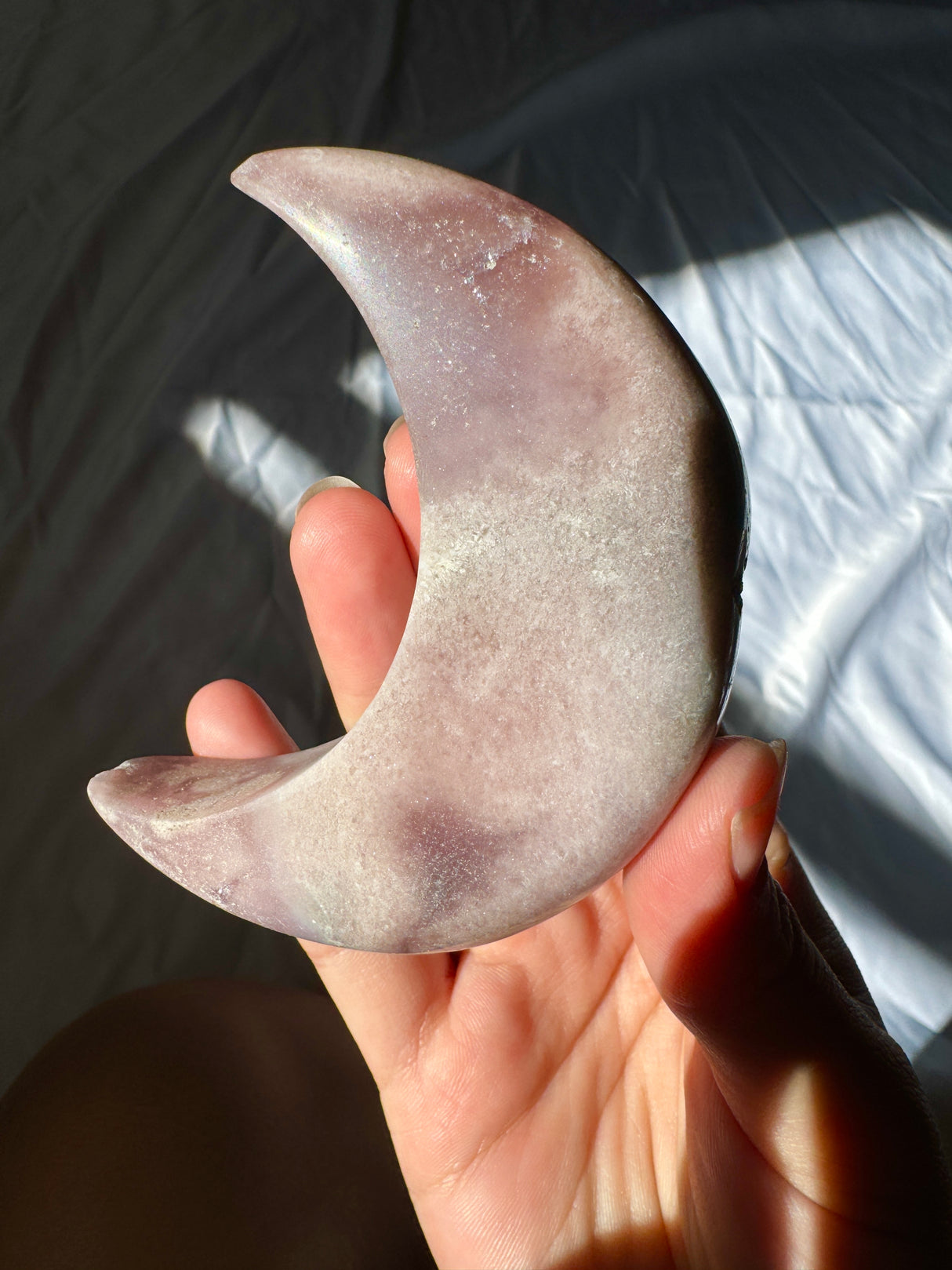 Pink Amethyst Moon Carving