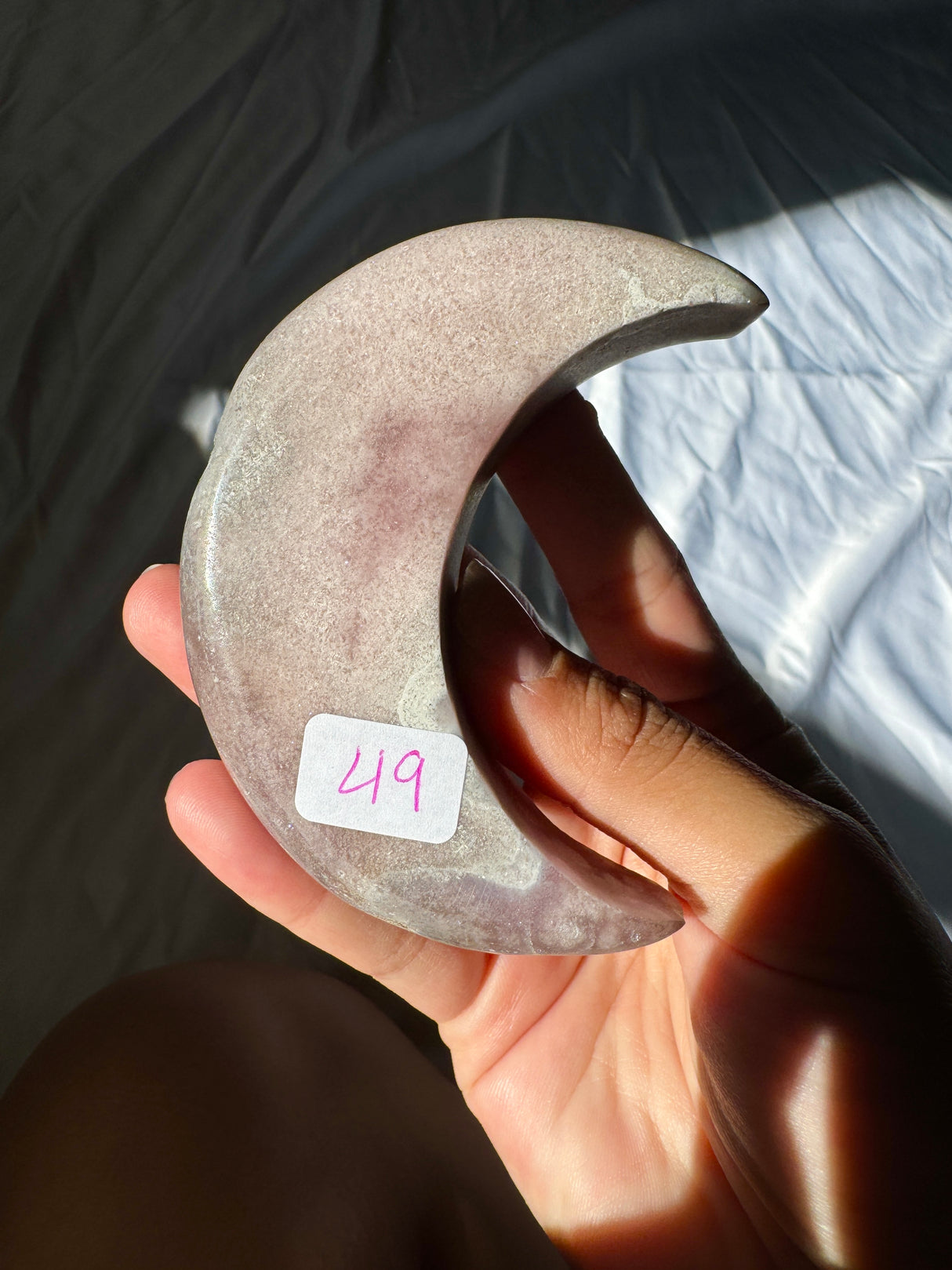 Pink Amethyst Moon Carving