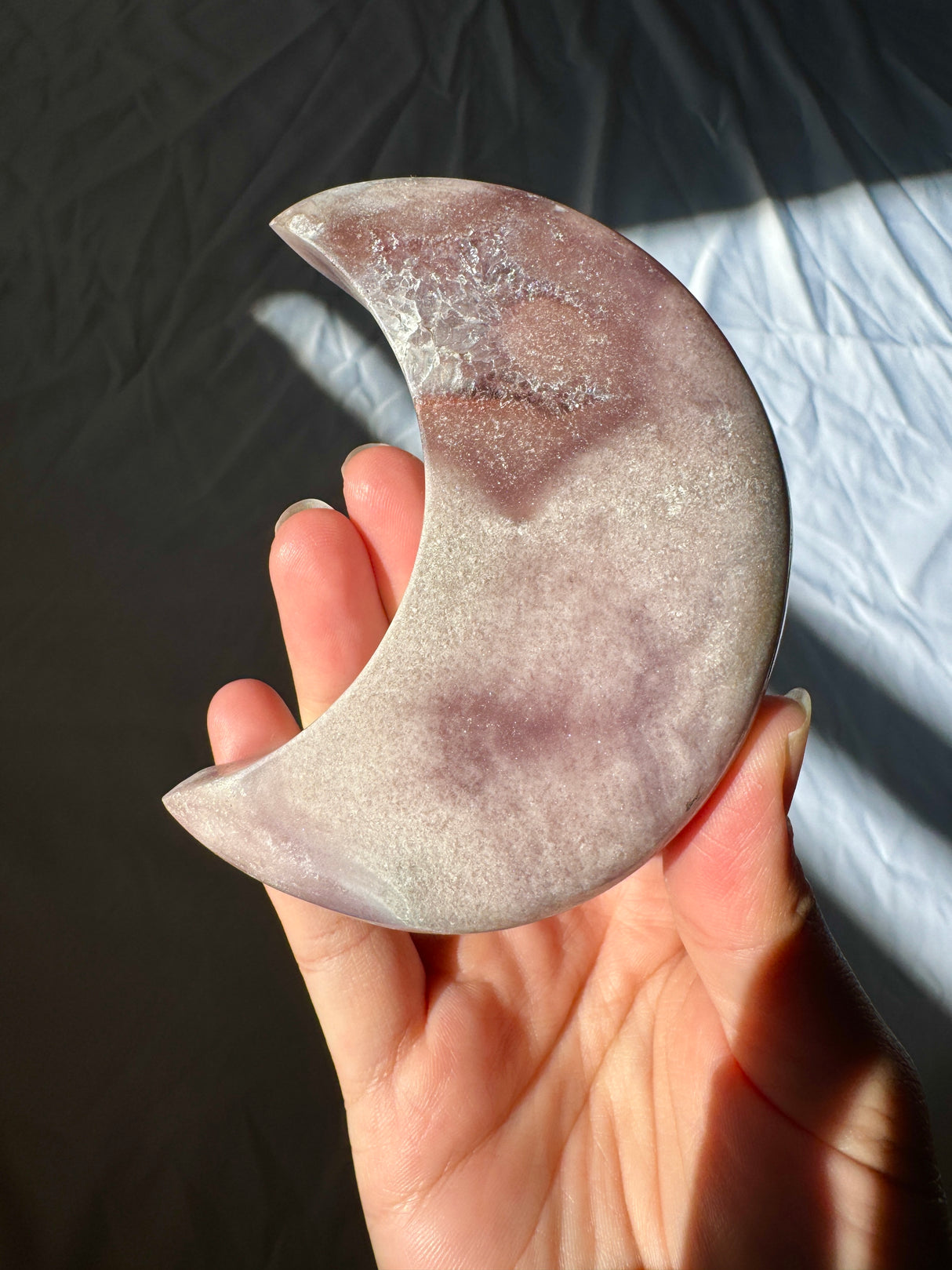 Pink Amethyst Moon Carving