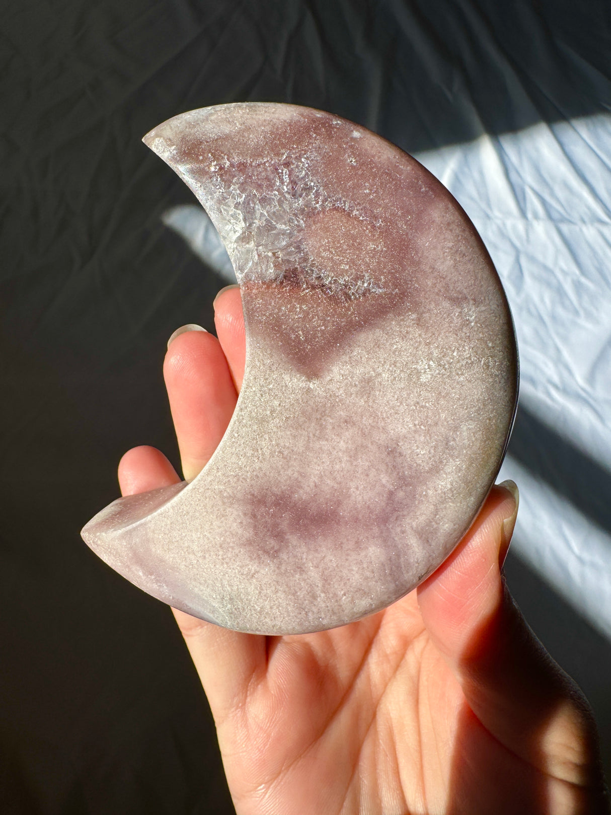 Pink Amethyst Moon Carving