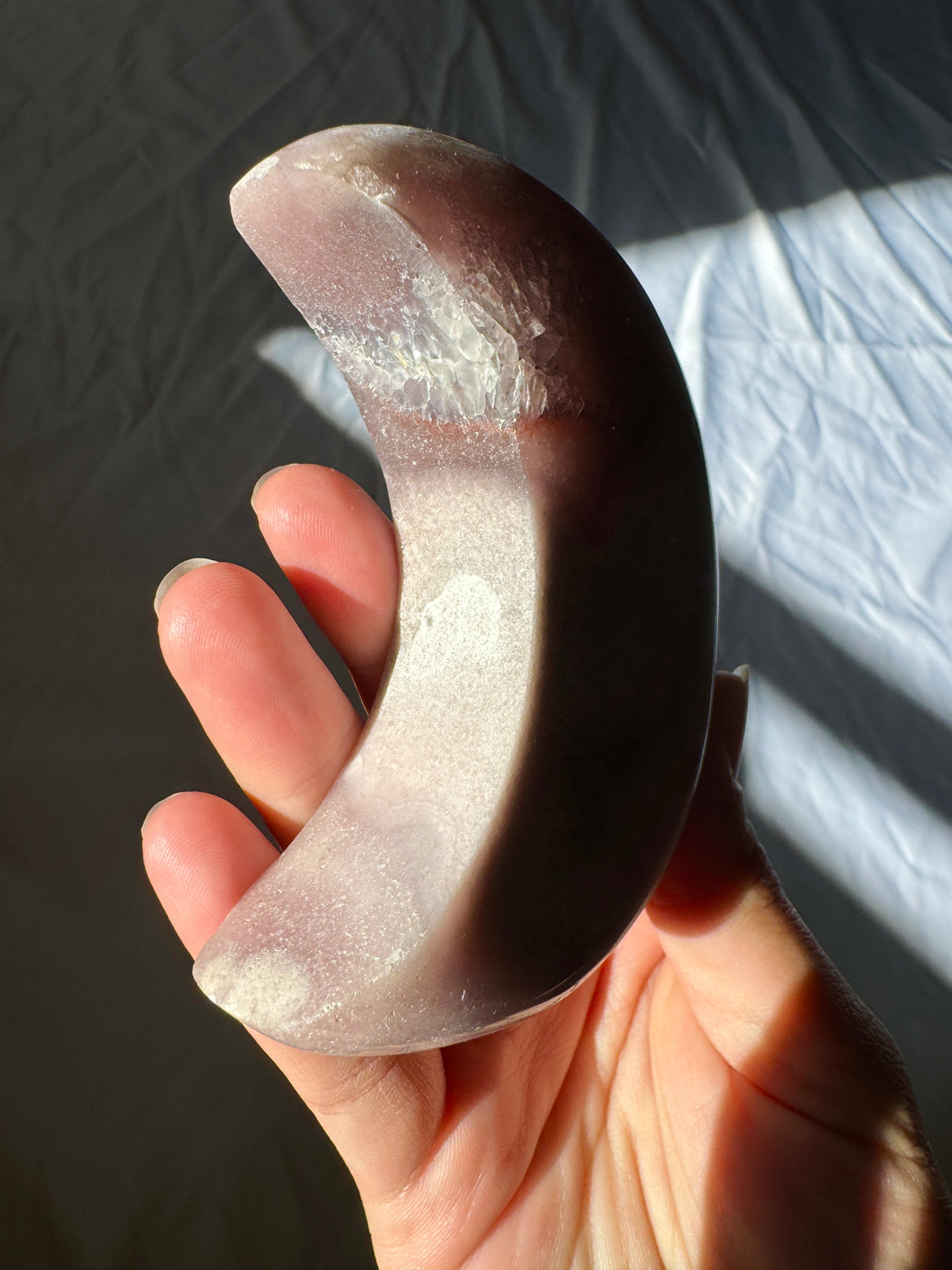 Pink Amethyst Moon Carving