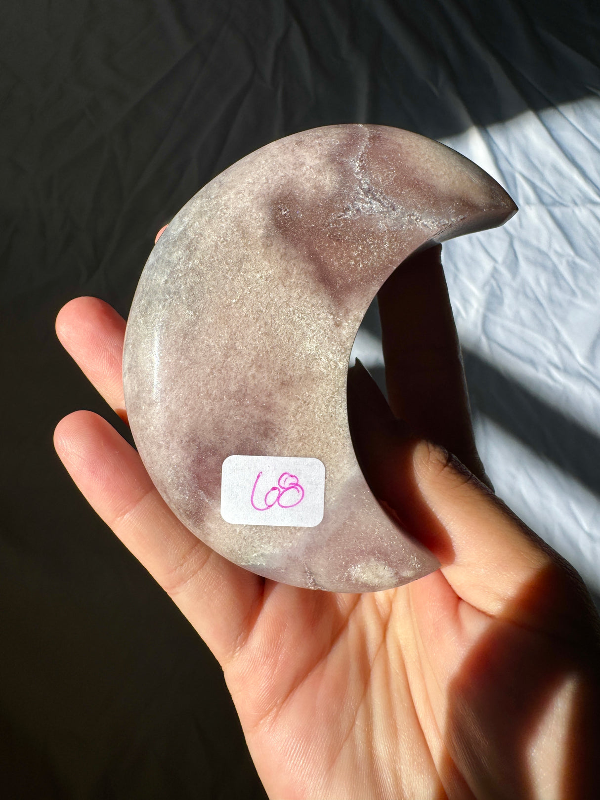 Pink Amethyst Moon Carving