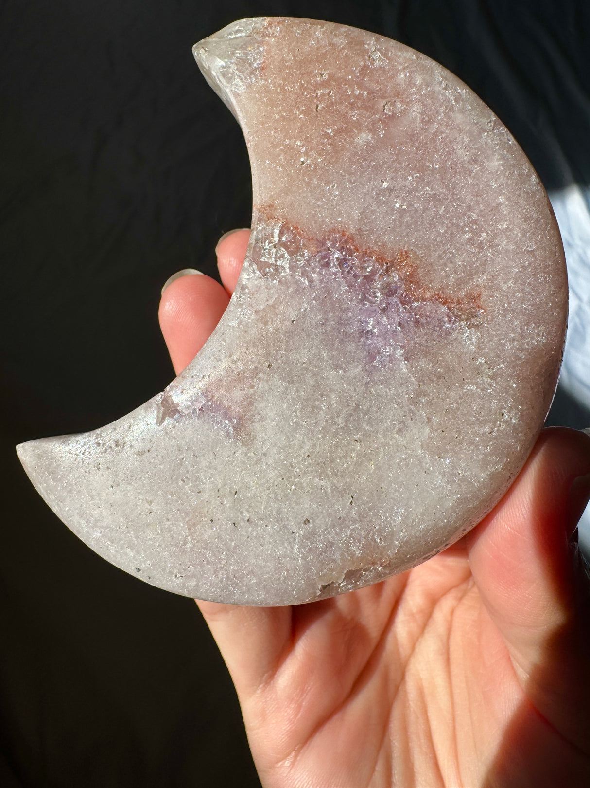 Pink Amethyst Moon Carving
