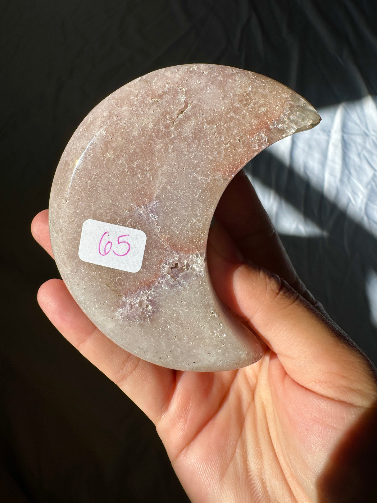 Pink Amethyst Moon Carving