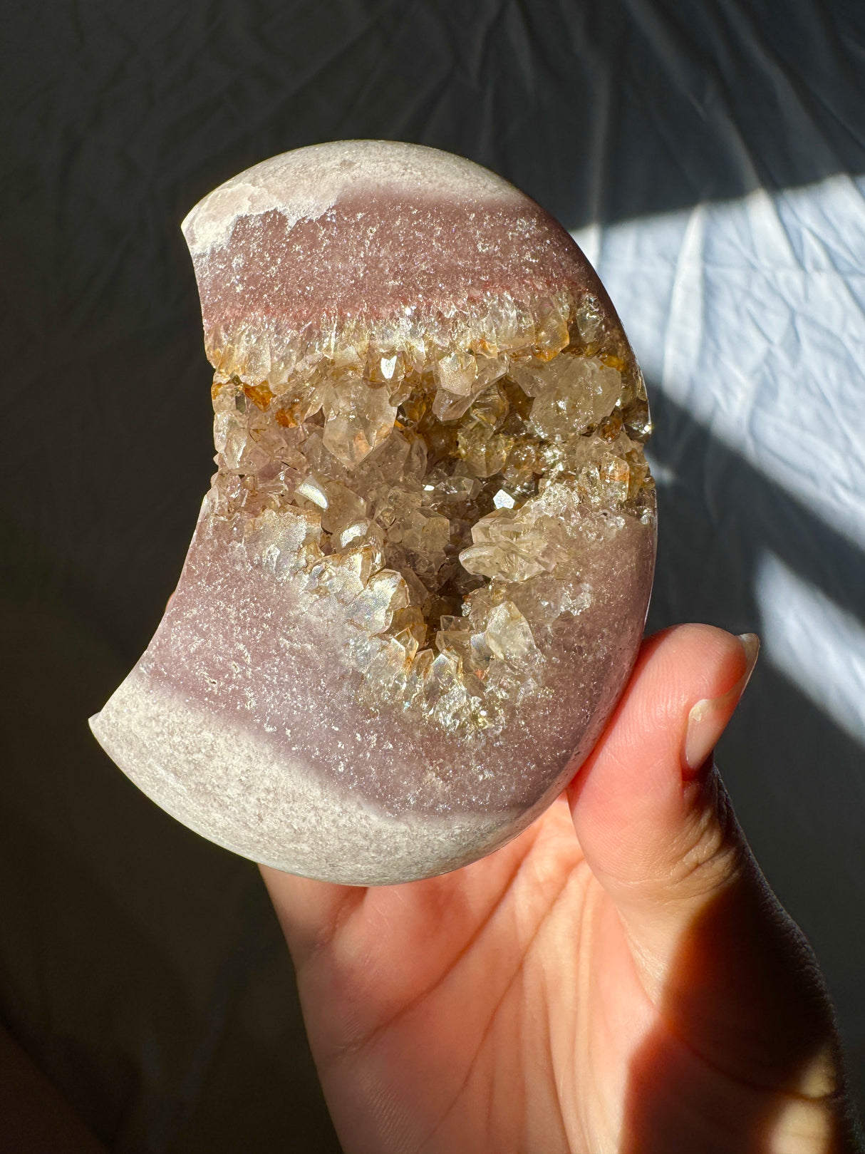 Pink Amethyst Moon Carving