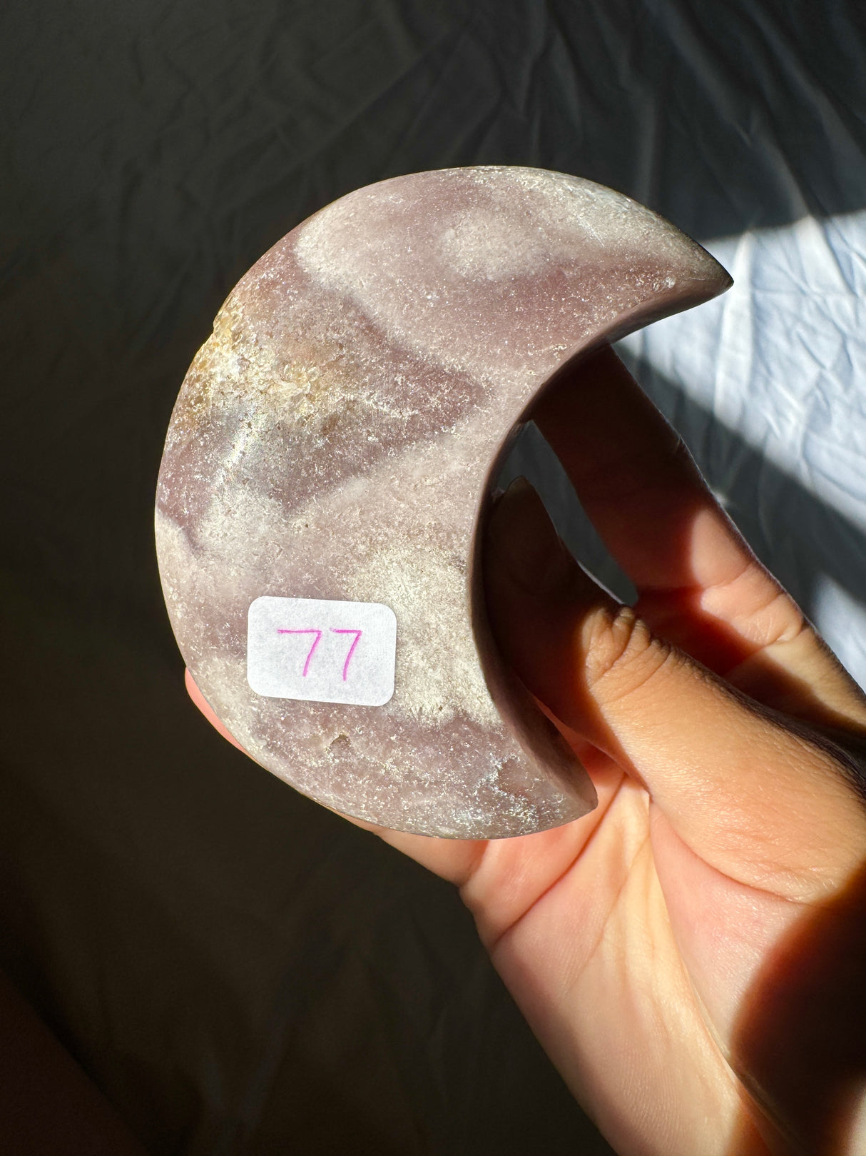 Pink Amethyst Moon Carving