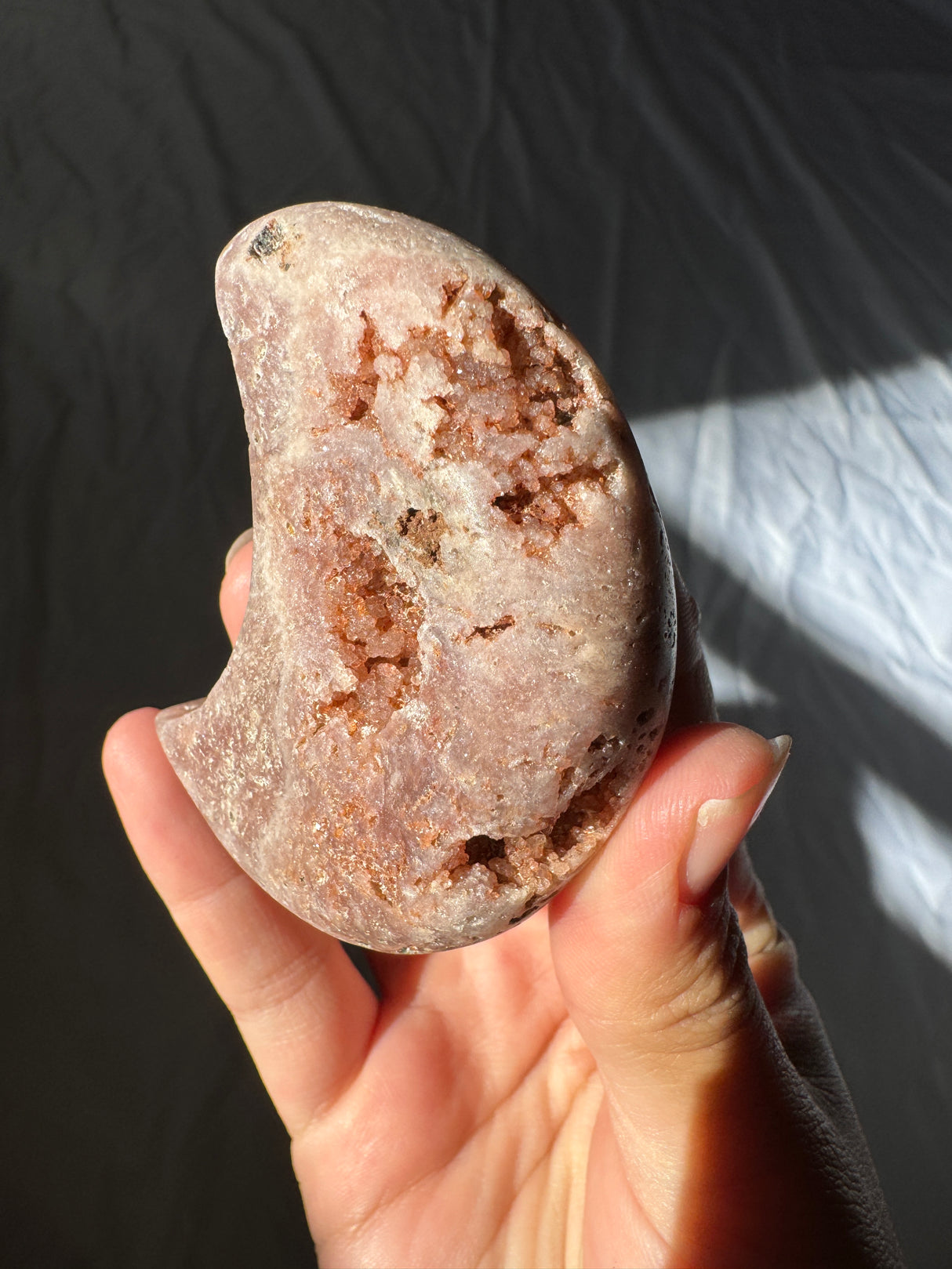 Pink Amethyst Moon Carving