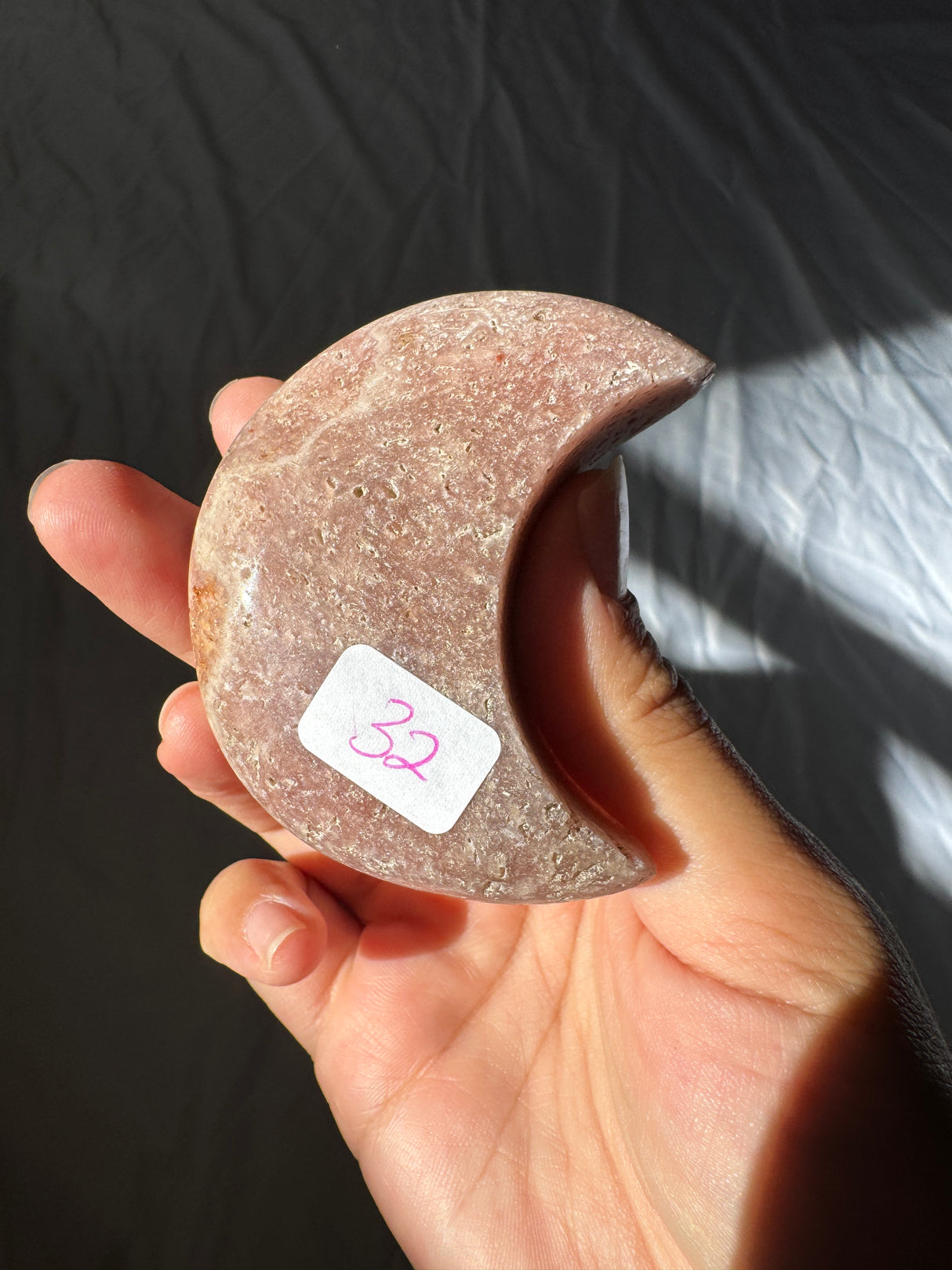 Pink Amethyst Moon Carving