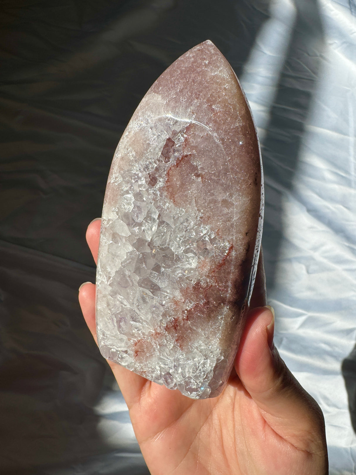 Pink Amethyst Standing Free Form with Quartz