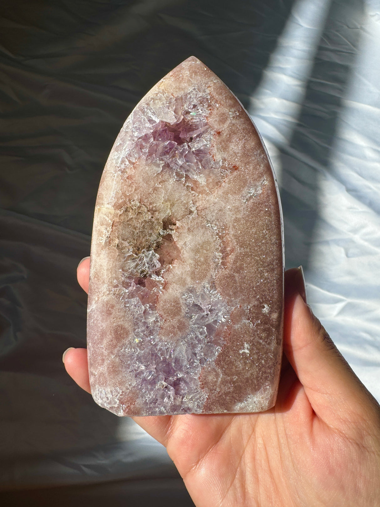 Pink Amethyst Standing Free Form with Amethyst