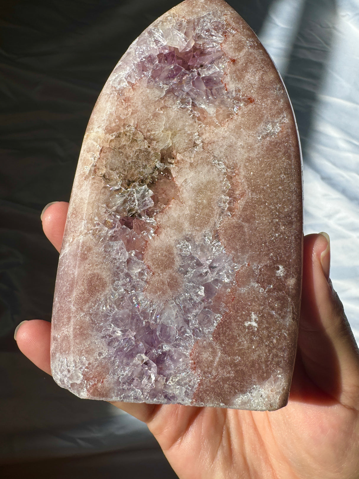 Pink Amethyst Standing Free Form with Amethyst