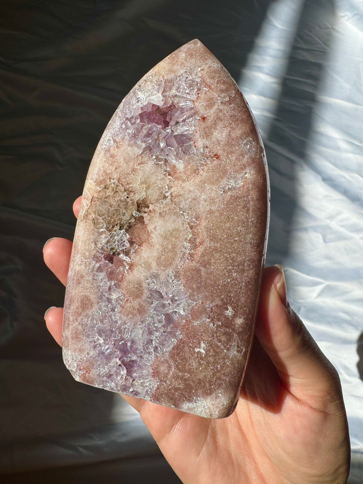 Pink Amethyst Standing Free Form with Amethyst