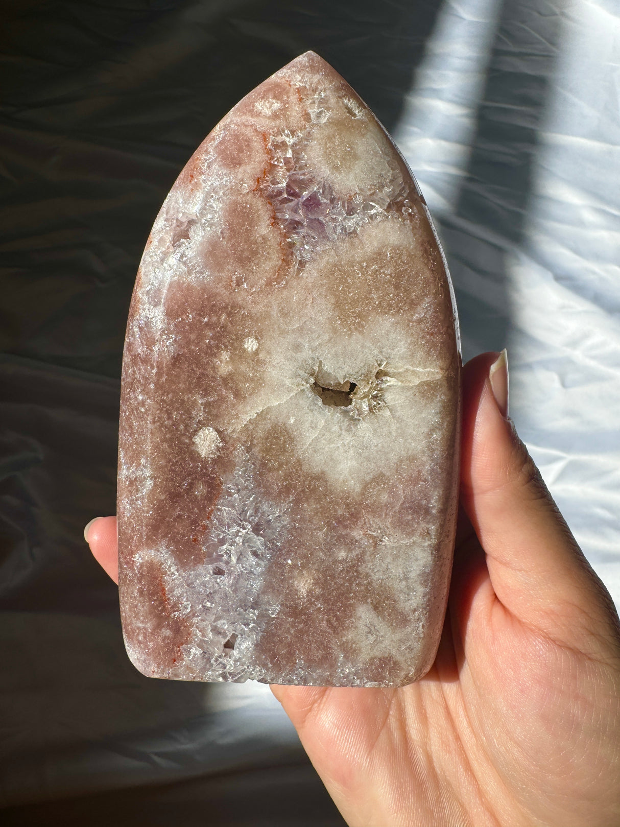Pink Amethyst Standing Free Form with Amethyst