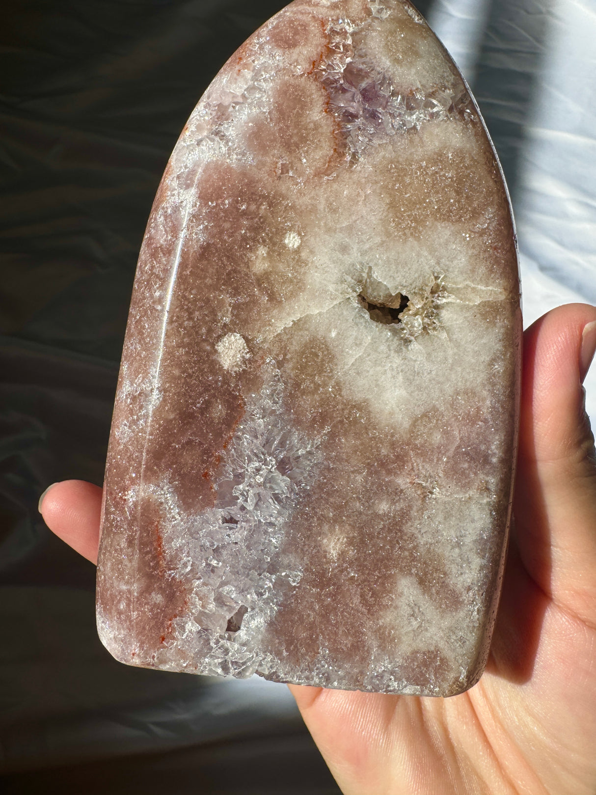 Pink Amethyst Standing Free Form with Amethyst