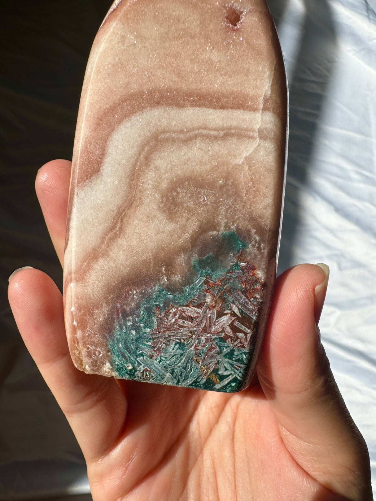 Pink Amethyst Standing Free Form with Jasper