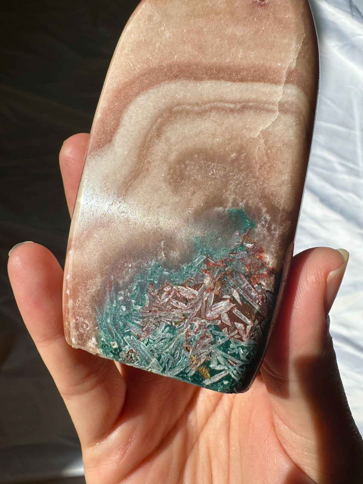 Pink Amethyst Standing Free Form with Jasper