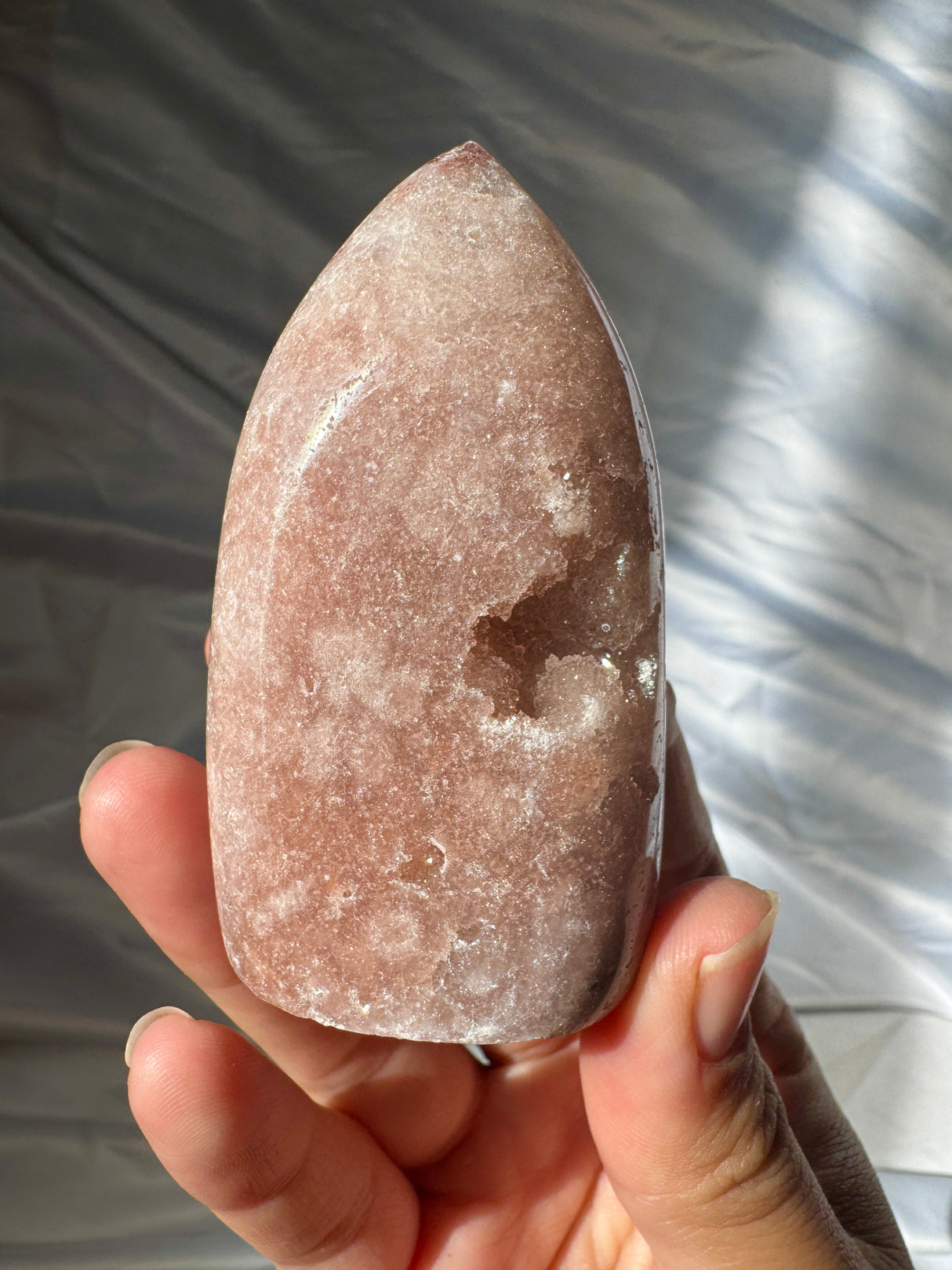 Pink Amethyst Standing Free Form with Druzy Pockets
