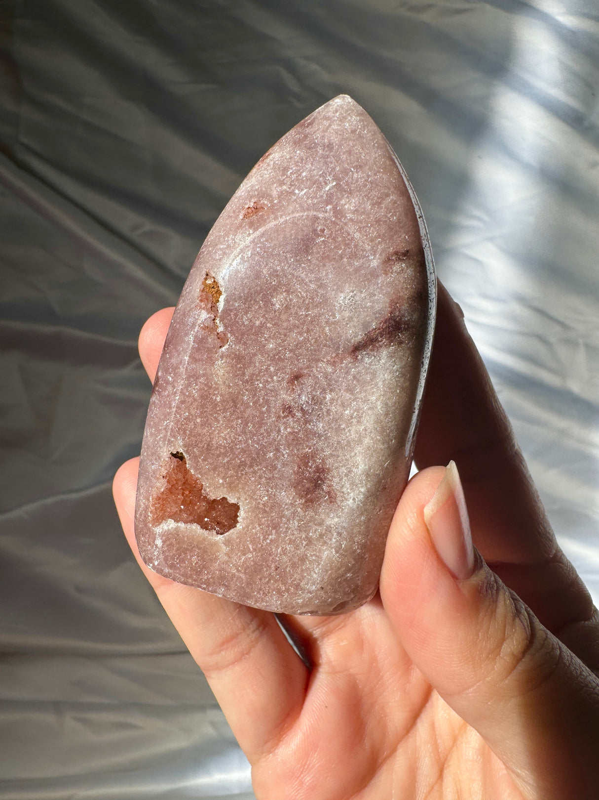 Pink Amethyst Standing Free Form with Druzy Pockets