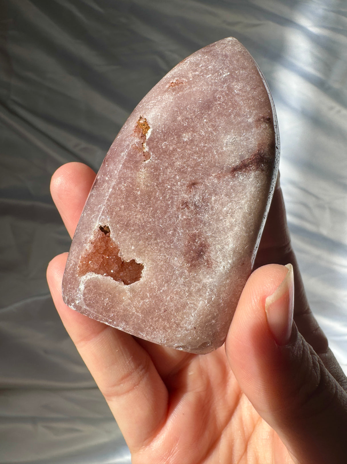 Pink Amethyst Standing Free Form with Druzy Pockets