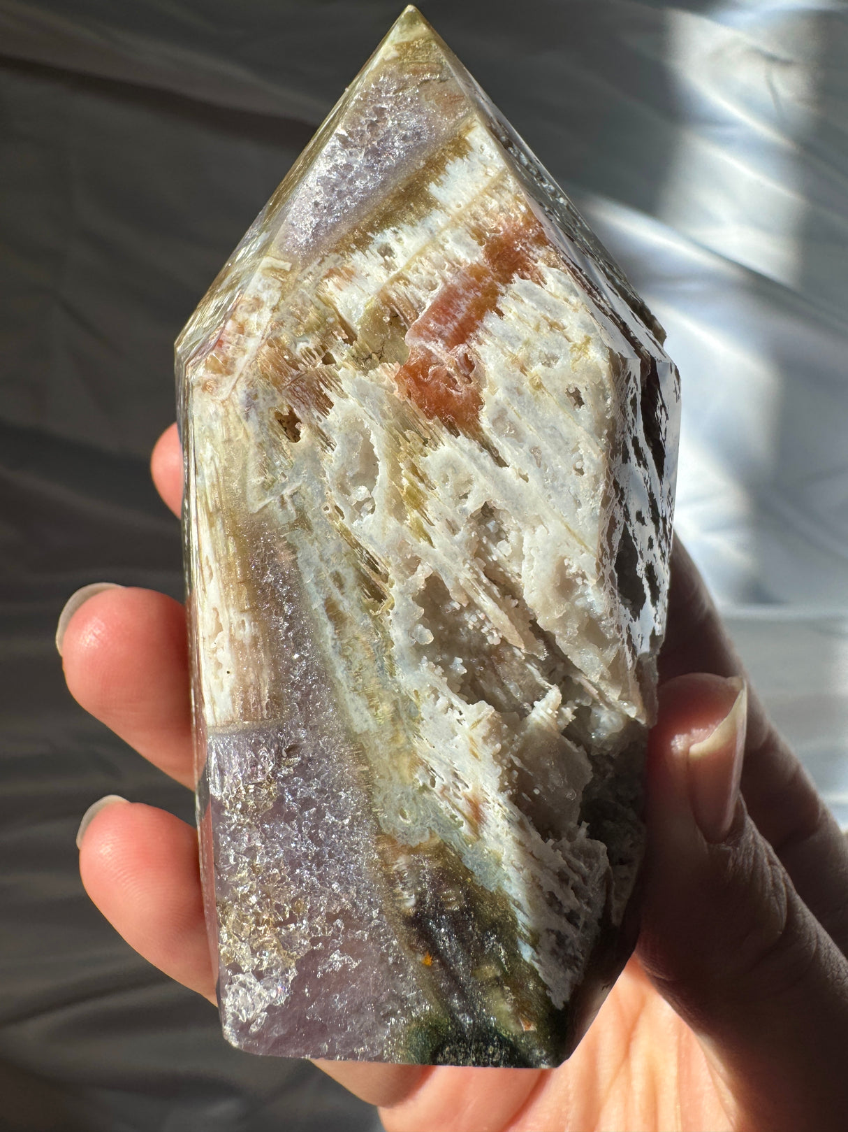 Pink Amethyst Tower with Amethyst