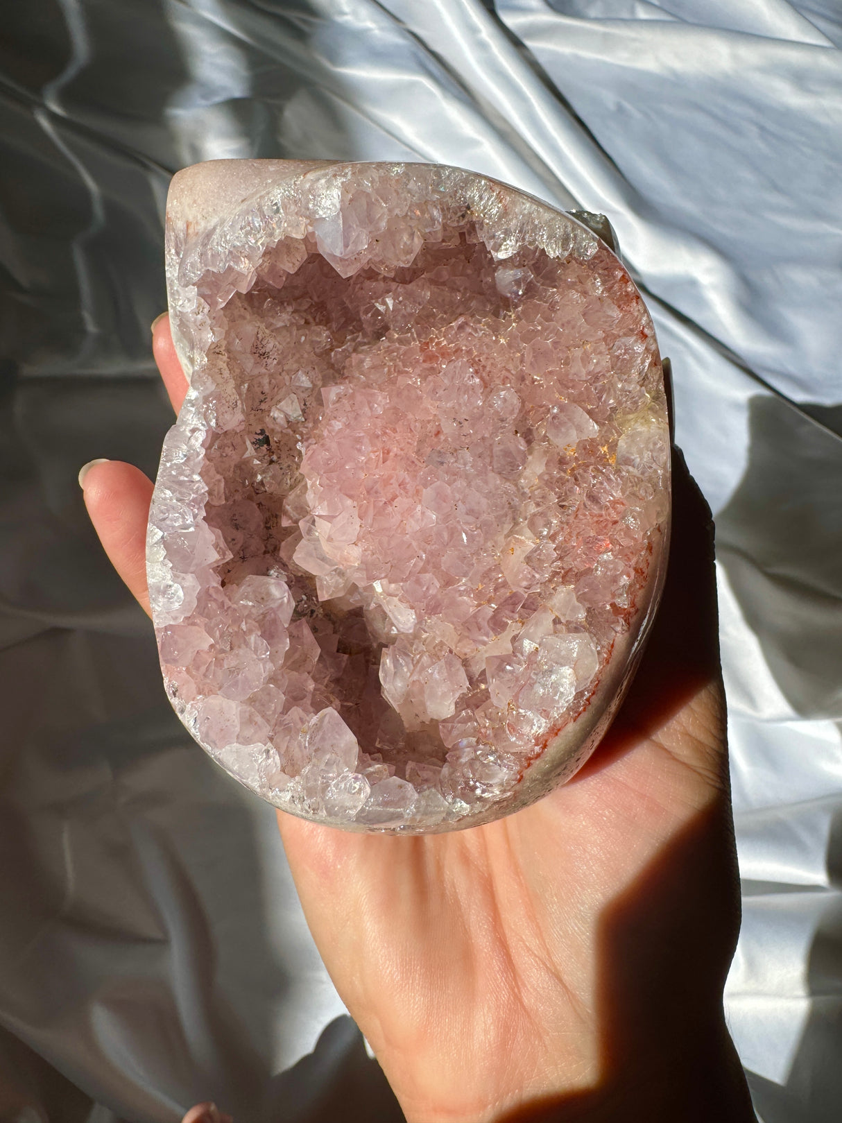 Hand Carved Druzy Pink Amethyst Skull