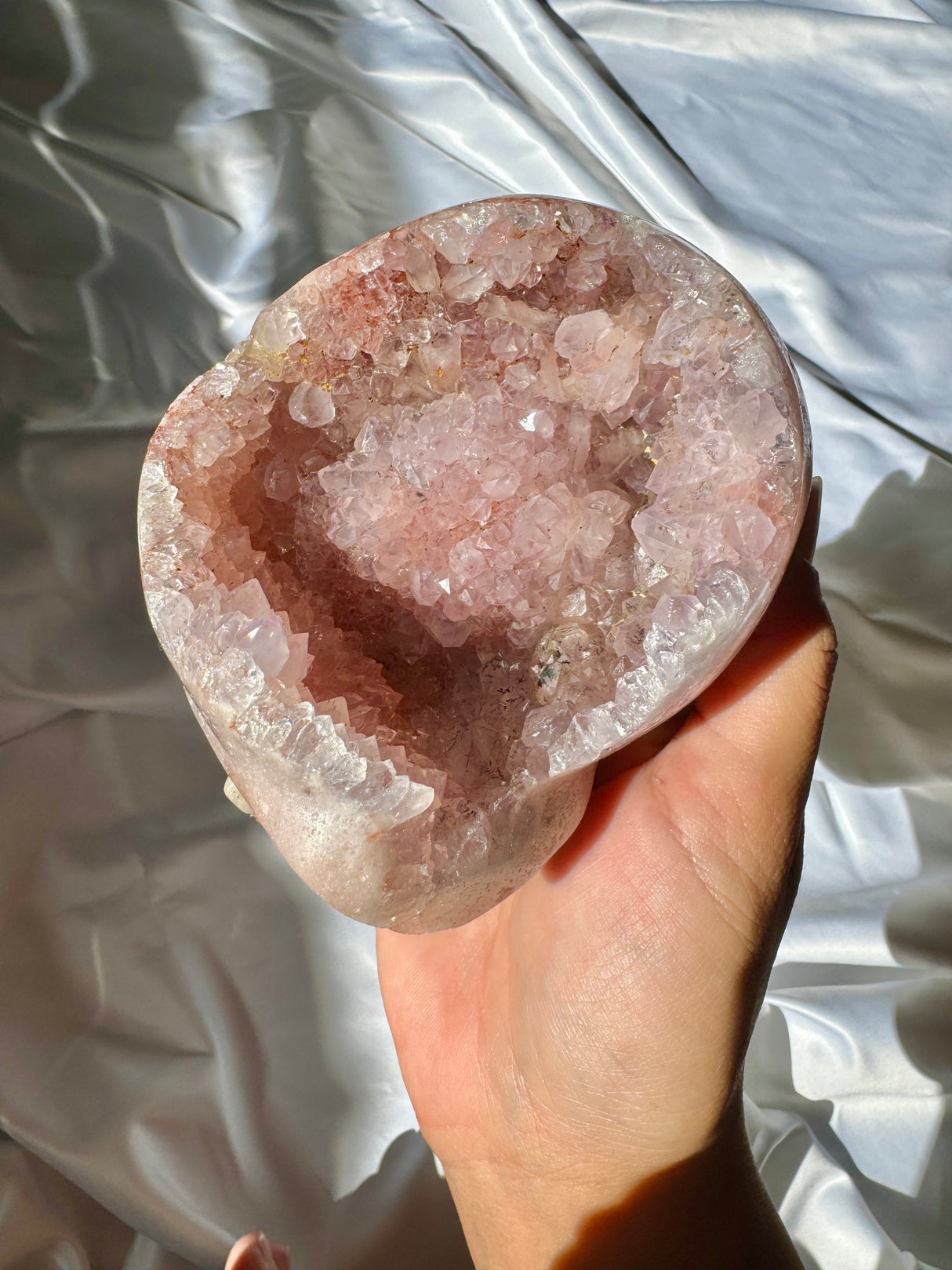 Hand Carved Druzy Pink Amethyst Skull