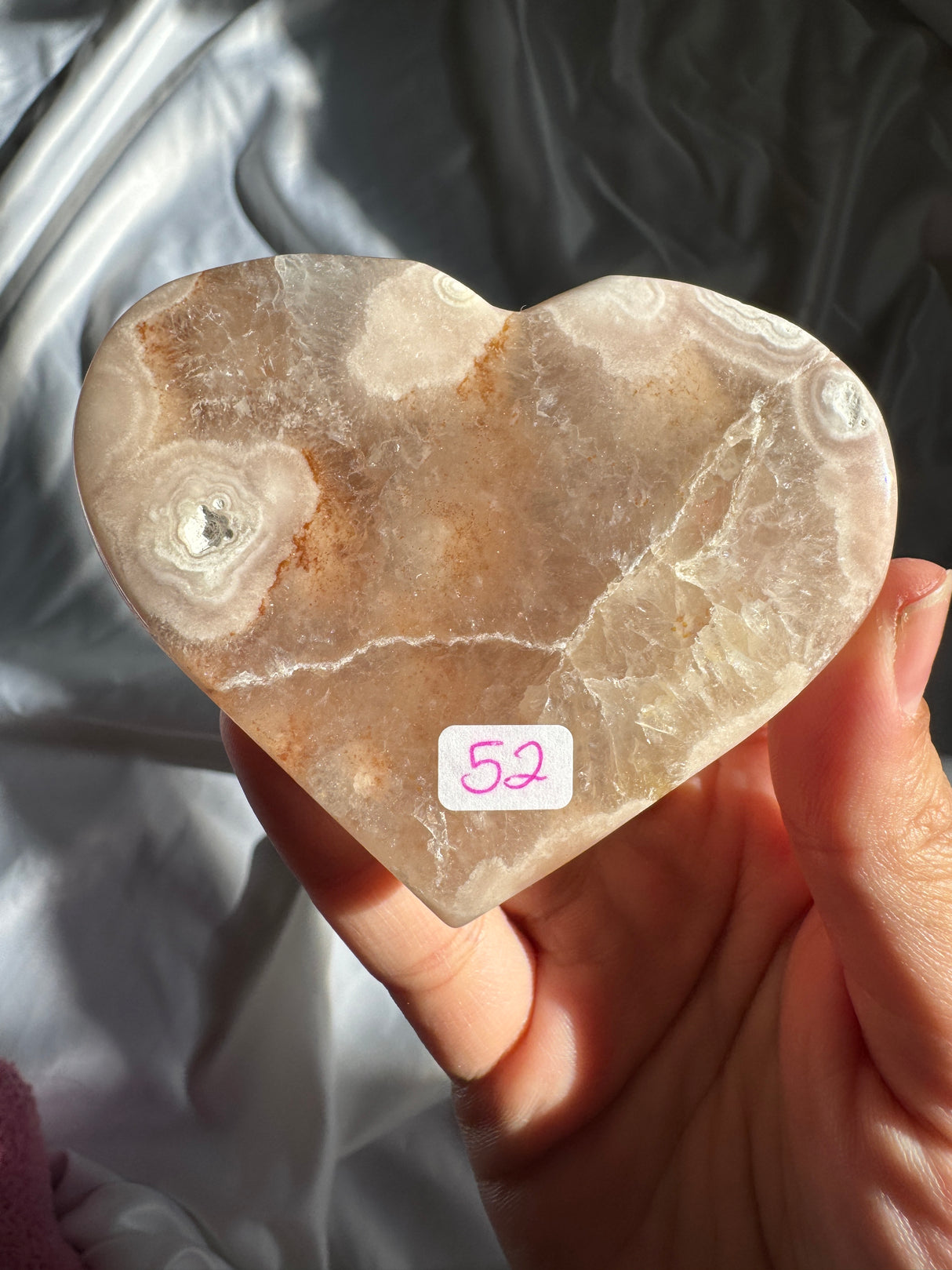 Flower Agate Heart with Quartz (Imperfect)