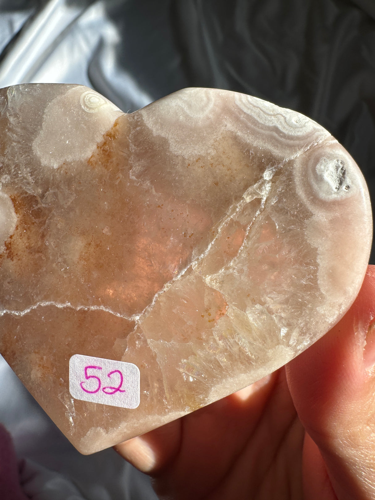 Flower Agate Heart with Quartz (Imperfect)