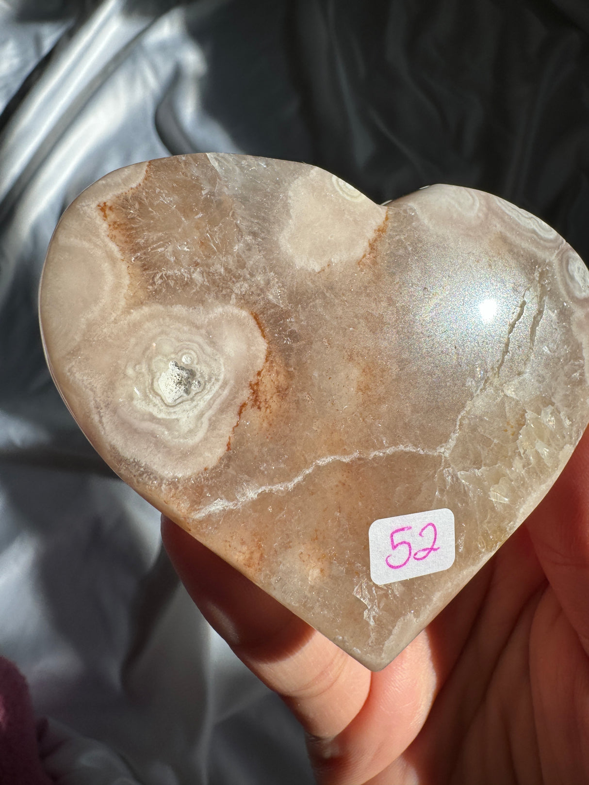 Flower Agate Heart with Quartz (Imperfect)