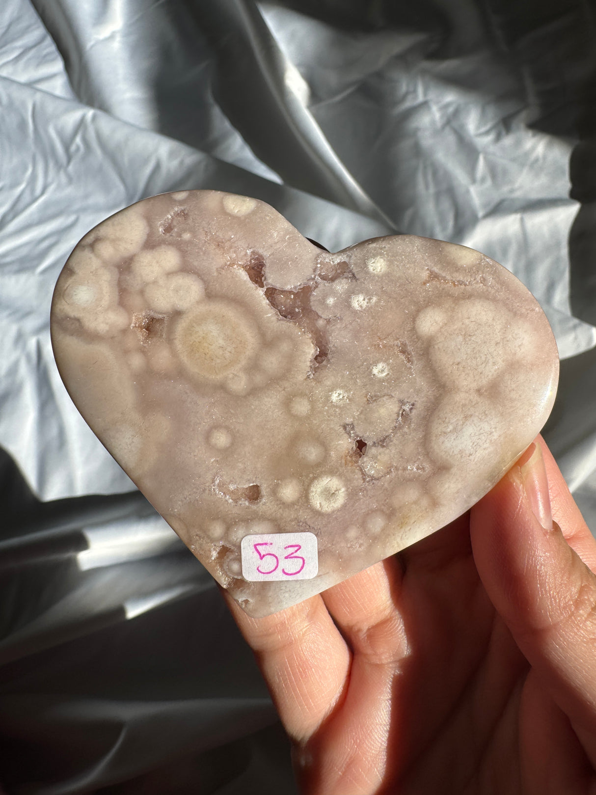 Druzy Flower Agate Heart with Pink Amethyst