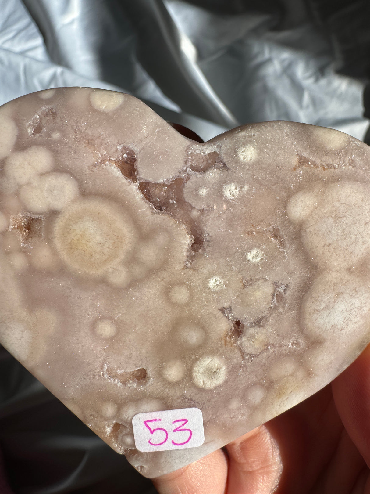 Druzy Flower Agate Heart with Pink Amethyst