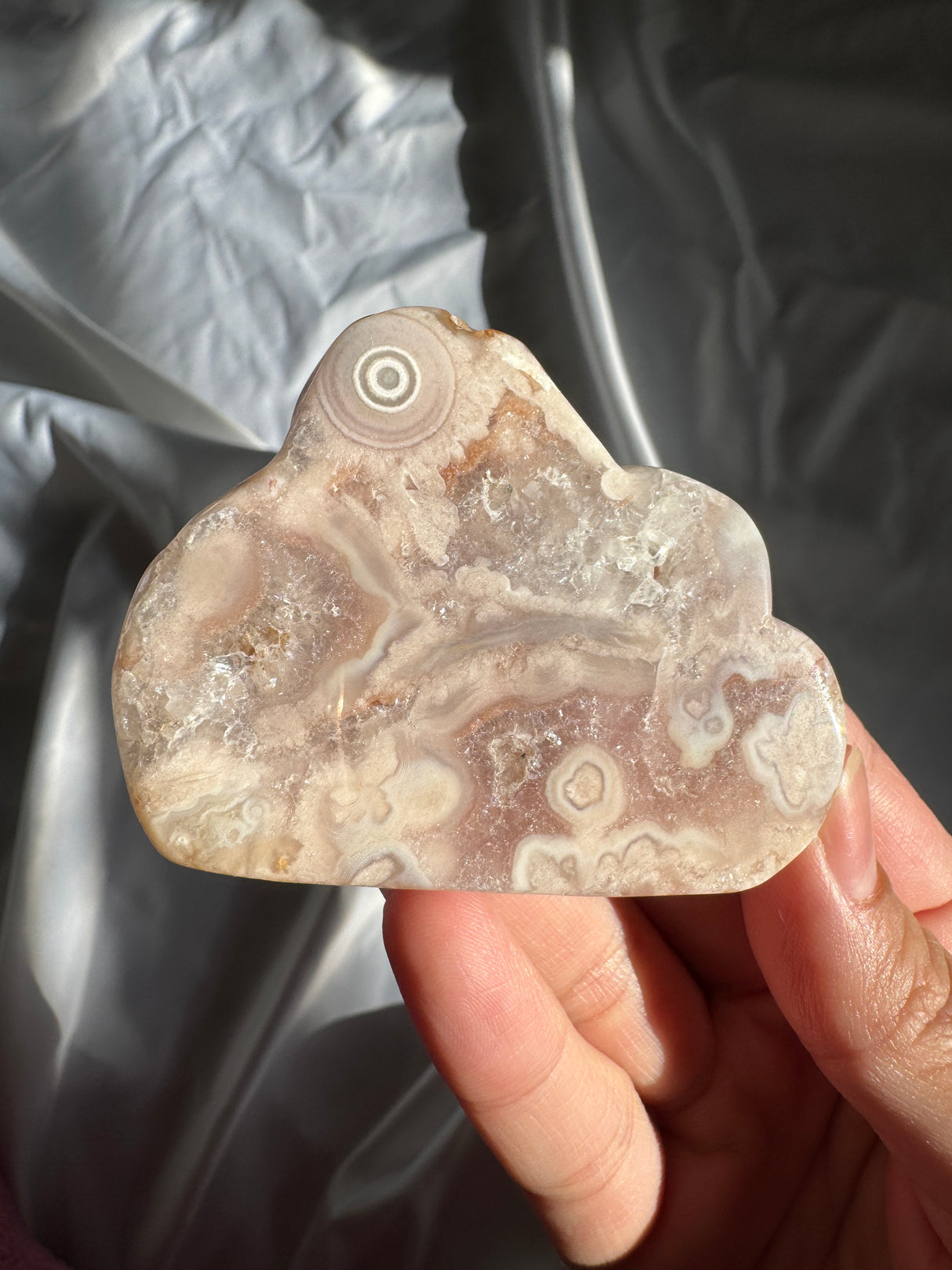 Flower Agate Cloud with Pink Amethyst