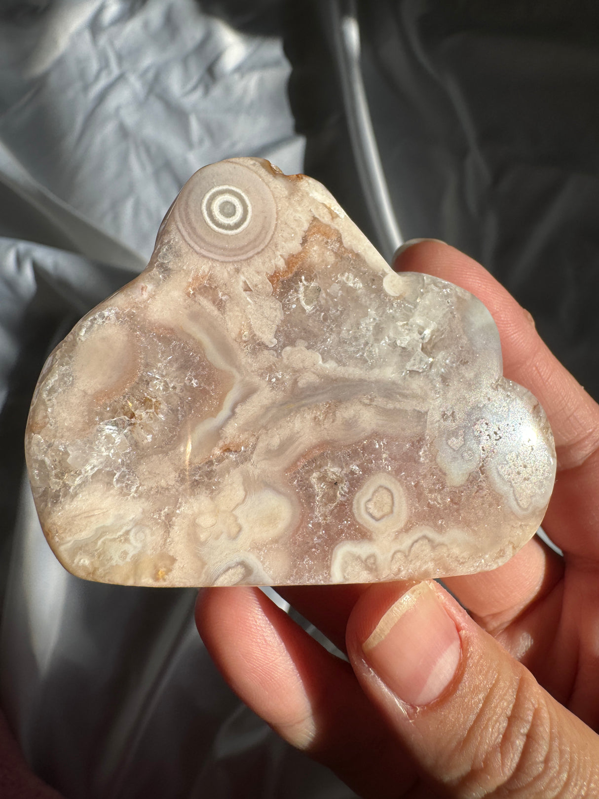 Flower Agate Cloud with Pink Amethyst