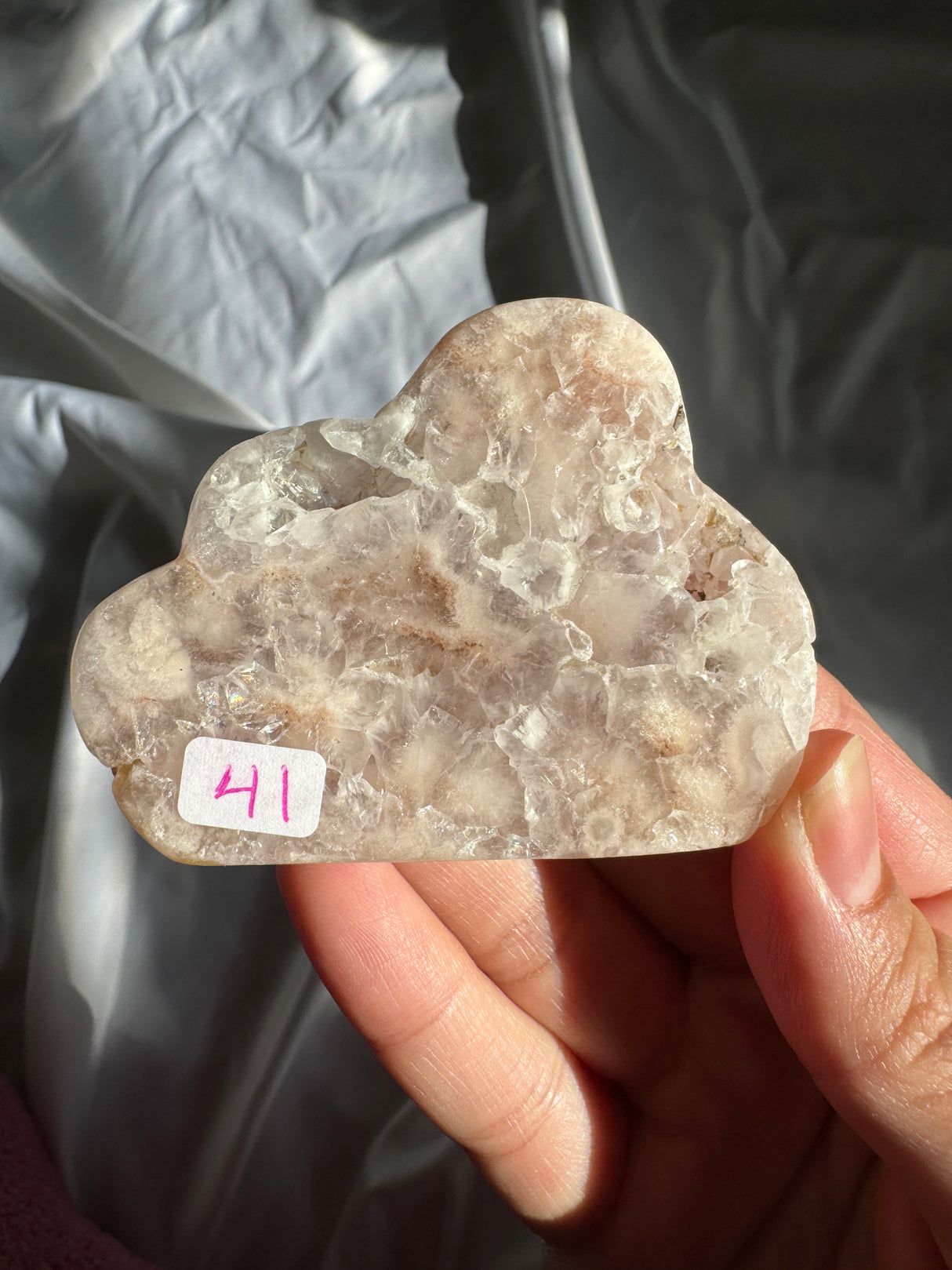 Flower Agate Cloud with Pink Amethyst