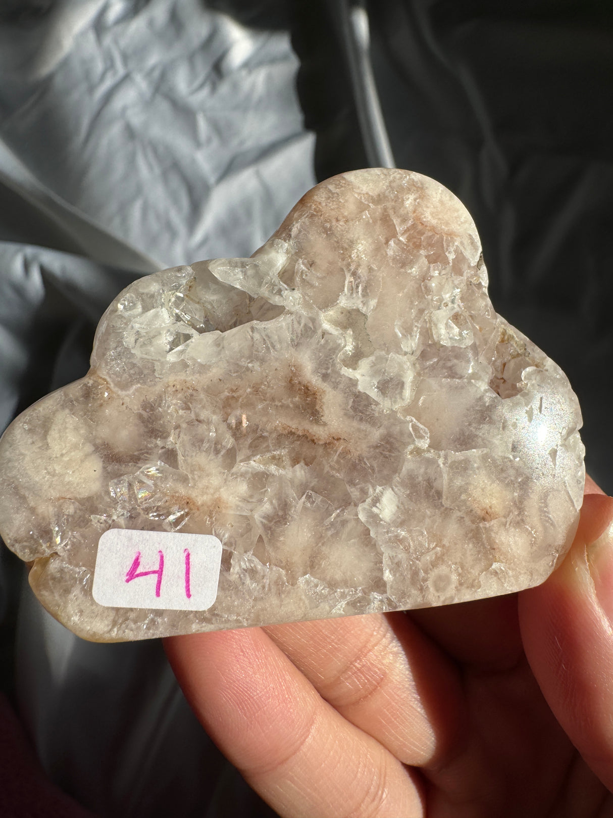 Flower Agate Cloud with Pink Amethyst