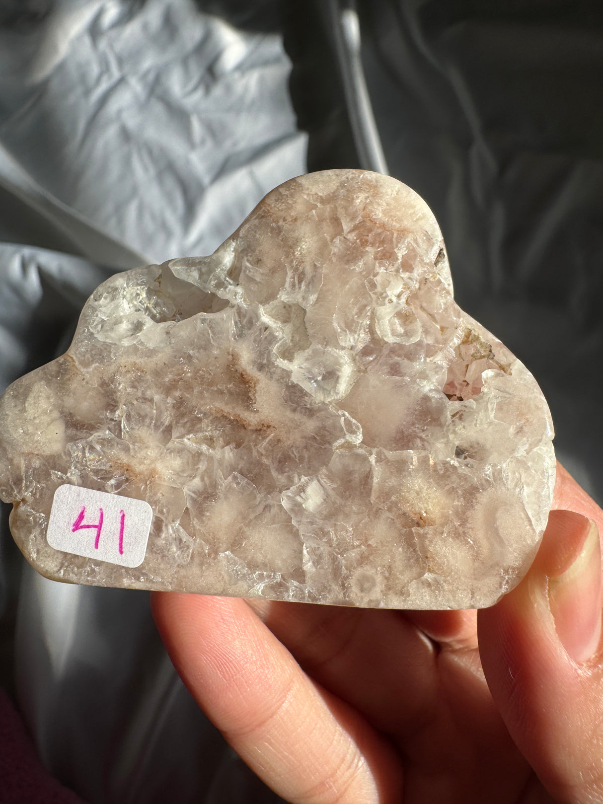 Flower Agate Cloud with Pink Amethyst