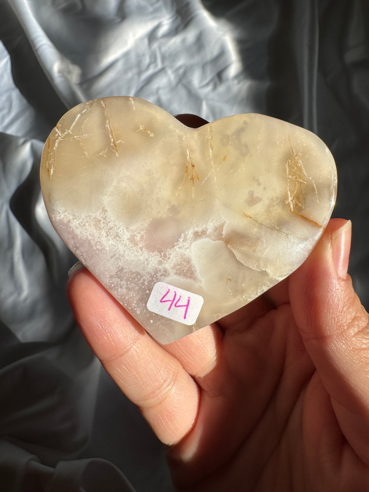 Flower Agate Heart with Pink Amethyst
