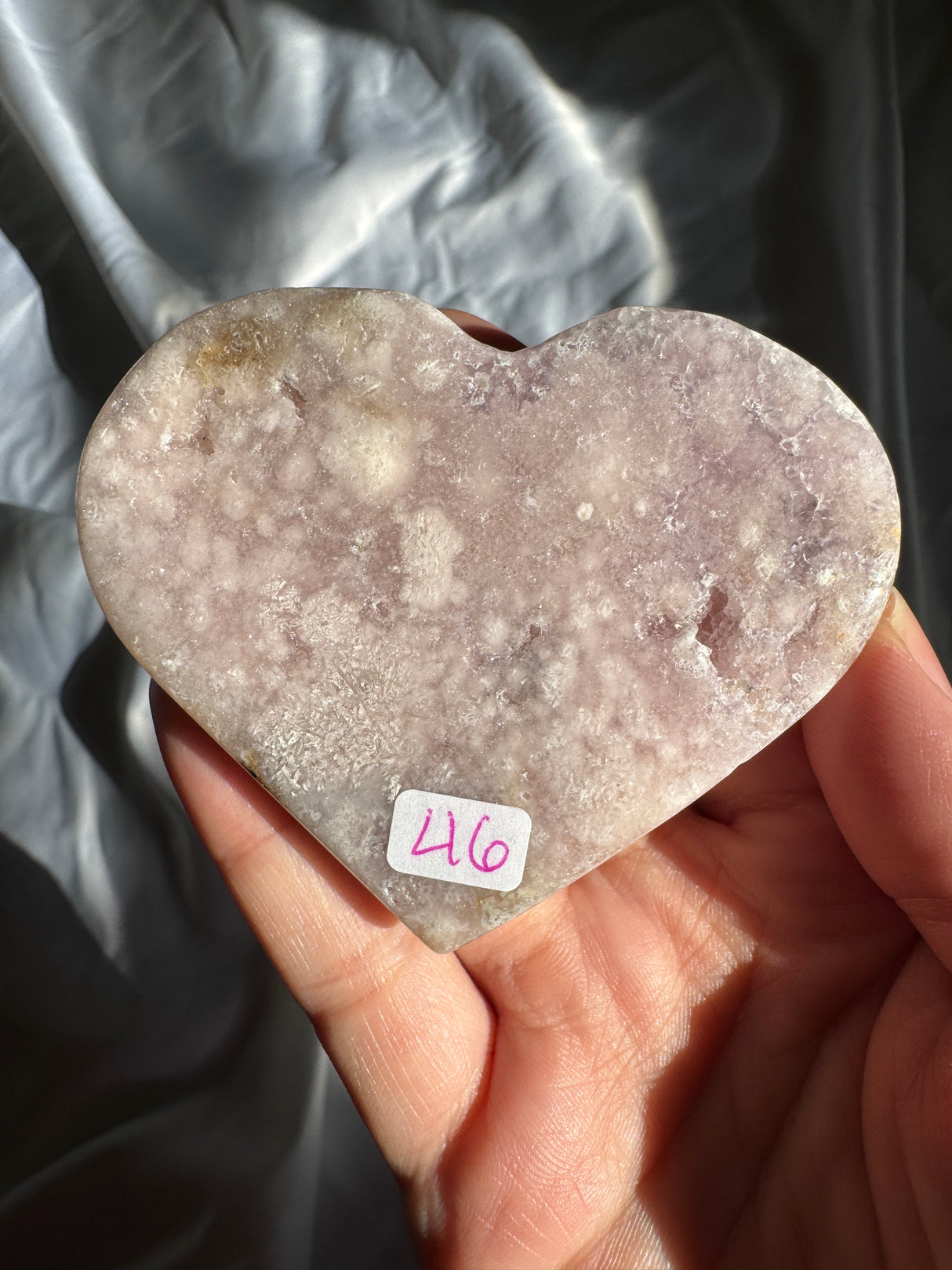 Lavender Flower Agate Heart with Pink Amethyst
