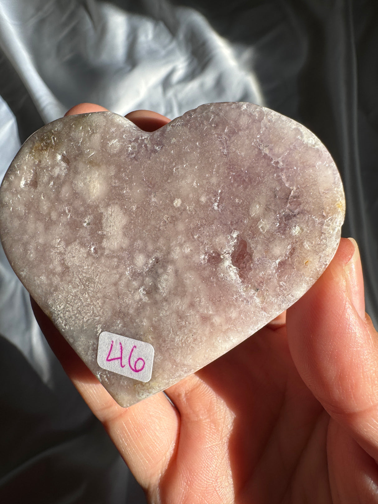 Lavender Flower Agate Heart with Pink Amethyst