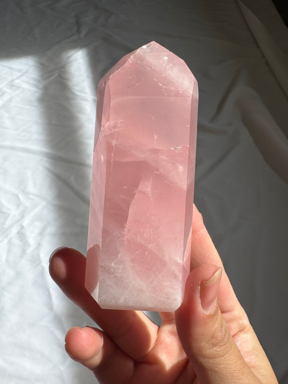 Bubble Gum Rose Quartz Tower