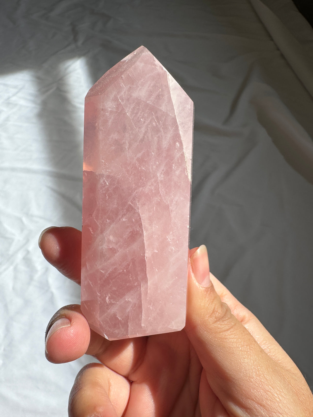 Bubble Gum Rose Quartz Tower