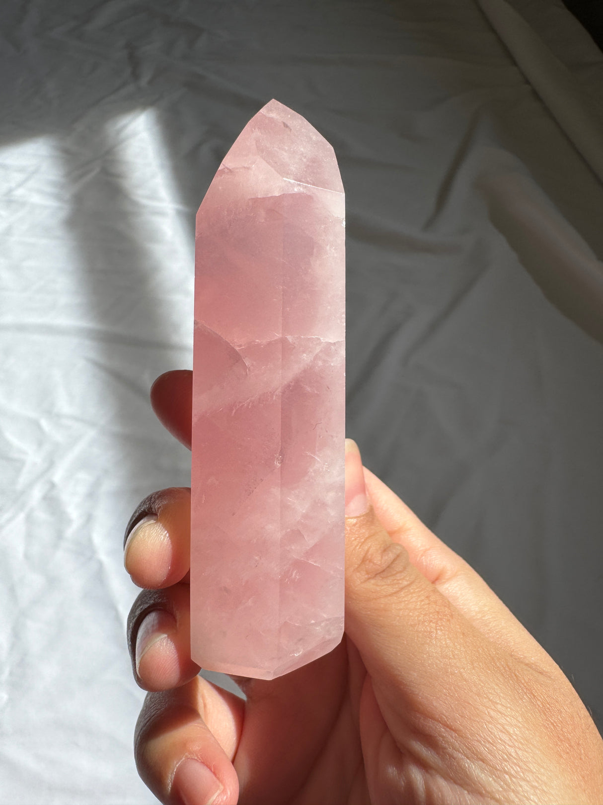 Bubble Gum Rose Quartz Tower
