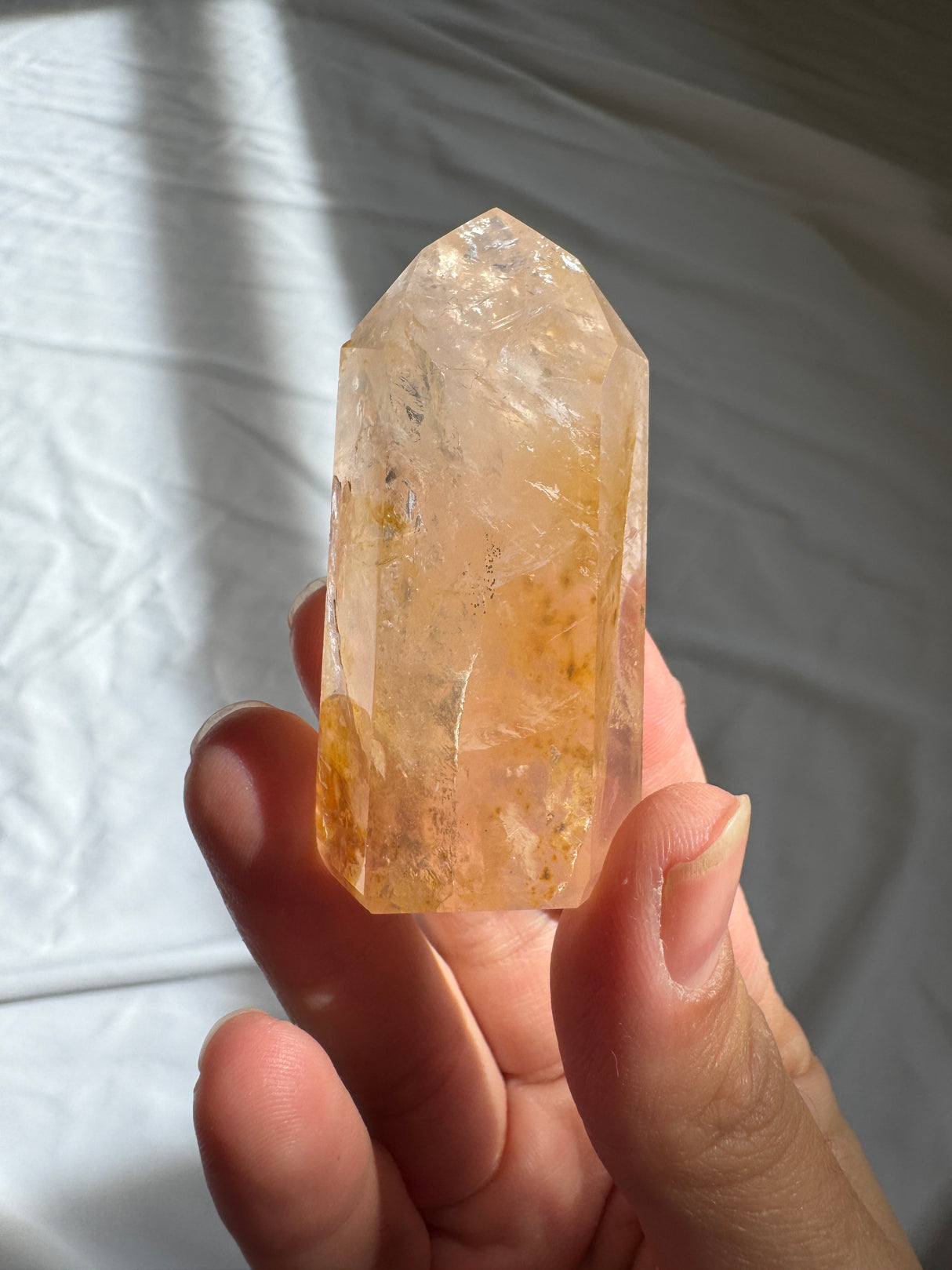 Gemmy Rose Quartz Tower with Golden Healer