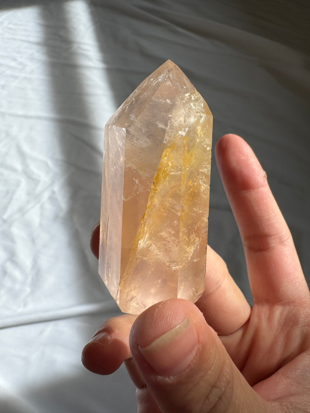Gemmy Rose Quartz Tower with Golden Healer